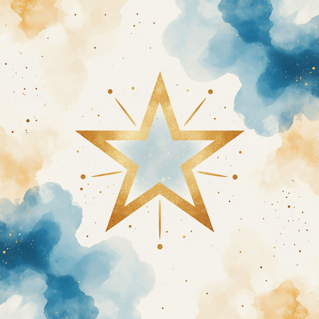 Abstraktes Sternenmuster in blauen und goldenen Tönen